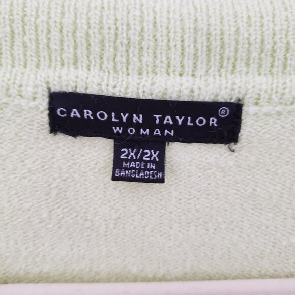 Carolyn Taylor Woman Light Green Collar V Neck Short Sleeve Shirt Blouse Size 2X - Picture 3 of 10